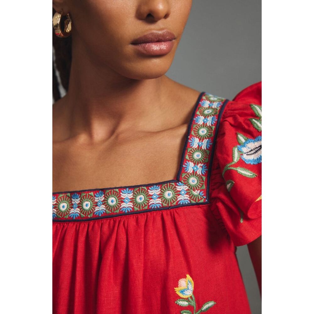 Farm Rio Embroidered Floral Square-neck Maxi Dress NWT Medium P - Picture 3 of 5